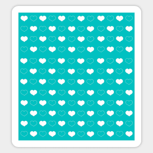 Hearts white on mint Sticker